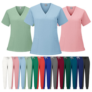 Unisex Scrub Suit Set Moisture Wicking V-Neck Short Sleeve Hospital Uniforms For Men And Women Split Design S To XXL - Product Image 2