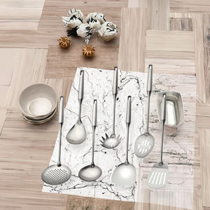 Ensemble de 7 ustensiles en acier inoxydable pour servir les pâtes : cuillère à spaghetti et passoire, compatibles lave-vaisselle et four, ustensiles métalliques durables - Product Image 3