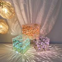 Lampe cube miroir en forme de tulipe à faire soi-même, artisanat fait main, cadeau de la Saint-Valentin, lampe miroir en forme de tulipe artificielle à faire soi-même, lampe miroir infini