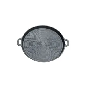 Atacado Alta Qualidade Non-Stick Ferro Fundido Griddle Pan Panela De Pizza De Ferro Fundido Para Panelas De Ferro Fundido chapa