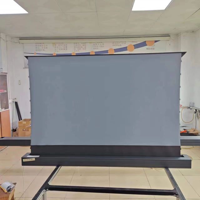 120inch Motorized Floor Rising 16:9 4K HD ALR Black Diamond Anti-light Pet Crystal Soft White Projector Screen Long Short