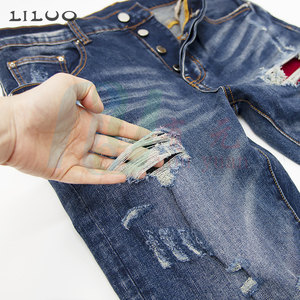 بنطلون جينز رجالي عالي الجودة مرقع بالدانيم بنطلون جينز رجالي ممزق جودة عالية - Product Image 5