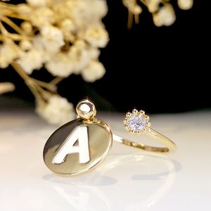 Anello Aperto Regolabile con Lettera dell'Alfabeto, Anello Personalizzato con Iniziale per Donne - Product Image 4