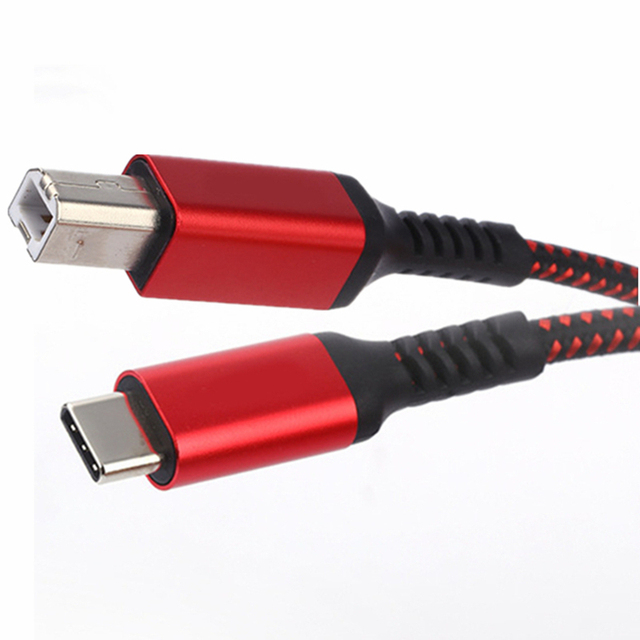 USB Type C Printer Cable 0.8m 1m 2m 3m 5m 10m OEM Factory Custom Nylon Braided Aluminum Alloy Shell USB-C to USB B Data Cable