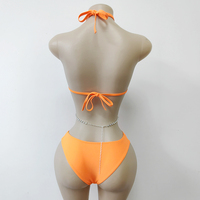 Haut de bikini deux pièces en nylon personnalisé avec chaîne diamantée exotique, tenue de danse exotique en spandex pour femmes, tenues sexy de strip-teaseuse