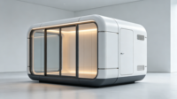 Casa Modular Prefabricada Tipo Cápsula Espacial de 12/15/18 m², Cabaña Pequeña Portátil de Acero y Vidrio Templado para Oficina, Villa u Hogar