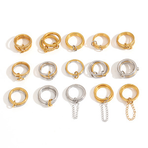 Geometric Stainless Steel <b>Ring</b> Multi Layered <b>Titanium</b> Steel Unisex Fashion <b>Rings</b> Gift Jewelry - Product Image 3