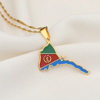 Érythrée carte drapeau pendentif colliers minces pour femmes filles couleur or carte africaine de l'Érythrée bijoux en acier inoxydable