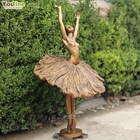 YOUFINE Décoration Extérieure Élégante Danseuse Ballerine Statue de Danseuse en Bronze Laiton Taille Réelle Sculpture