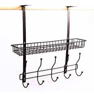 <strong>Over</strong> <strong>Door</strong> Adjustable 2-tier Hook Rack Shelf/ Kitchen Bathroom <strong>Shower</strong> <strong>Caddy</strong> Hanging 10 Hooks Wire Basket - Product Image 1
