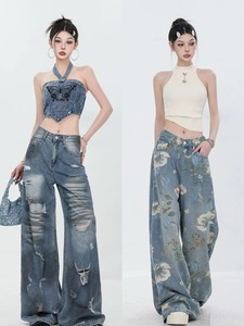 Jeans Cargo Estivi di <span class=keywords><strong>Alta</strong></span> Qualità per Donna, Stile Hip Hop Vintage, Casual, <span class=keywords><strong>a</strong></span> <span class=keywords><strong>Vita</strong></span> <span class=keywords><strong>Alta</strong></span> con Bottoni e Rivetti - Product Image 3