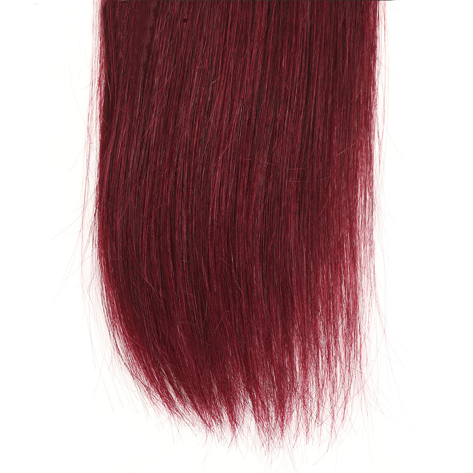 Silky Straight Human Hair Ponytail Extensions T1b/99J Ombre Hair Extensions Soft Drawstring Ponytail Human
