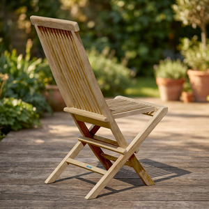 Silla Plegable Apilable de Teca Moderna y Cómoda para Exteriores, Resistente al Agua y Duradera, para Jardín, Patio, Apartamento, Cocina, Sala de Estar - Product Image 4