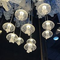 Décoration de mariage, lustre LED, guirlande lumineuse en acrylique en forme de méduse, 10 têtes, décoration de plafond pour fête, lumière d'ambiance