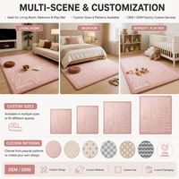 Karpet Busa Plush Ramah Lingkungan Desain Pola Modern, Bahan Lembut, Anti-Selip untuk Kamar Tidur Anak, Alas Bermain Anak