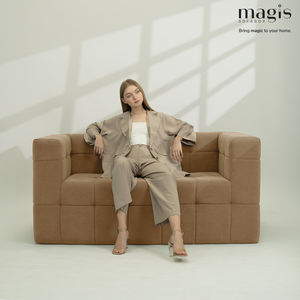 Sofá de Compresión de Fácil Cuidado para Sala de Estar, Diseño Recto con Patrón de Algodón de Azúcar, Esponja sin Estructura para Sótano de Villa - Product Image 6