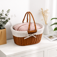 Panier de pique-nique en PP tissé à la main, écologique, panier de style rustique et boîte de rangement, boîte cadeau créative de remerciement