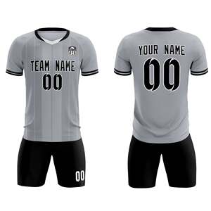 Camisetas/Conjuntos de Fútbol Personalizados con Rayas Clásicas Grises - Product Image 2