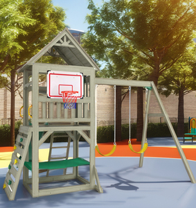 Gỗ swingset đu Bộ sân chơi ngoài trời trẻ em đường phố vườn trẻ em nhỏ trượt và đu gỗ đặt sân chơi trong gỗ - Product Image 1