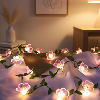 Guirlande lumineuse LED TSINYE en forme de feuilles de cerisier, alimentée par piles, blanc chaud, décoration intérieure, guirlande lumineuse de fête, décoration de fleurs de cerisier