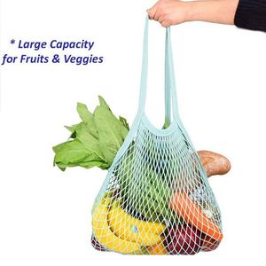 Sac de courses en filet réutilisable et écologique, pliable et lavable, pour légumes, fruits, avec poignées, emballage cadeau - Product Image 2