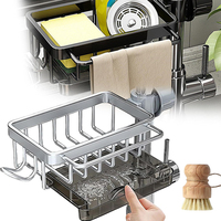 Support multifonctionnel réglable et détachable en métal pour éponge de cuisine et de salle de bain, à fixer sur robinet ou évier, compatible avec les armoires