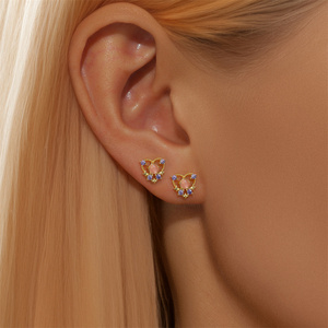 ต่างหูเงินแท้ S925 ประดับเพทายสีชมพูรูปดาวสี่แฉกสำหรับผู้หญิง - Product Image 6