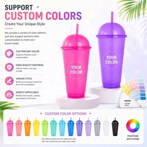 Custom Logo 12oz 24oz Glitter Dome Tumbler <b>with</b> Straw <b>Reusable</b> Plastic <b>Cup</b> for Cold Drinks Promotional Gift Tumbler - Product Image 5