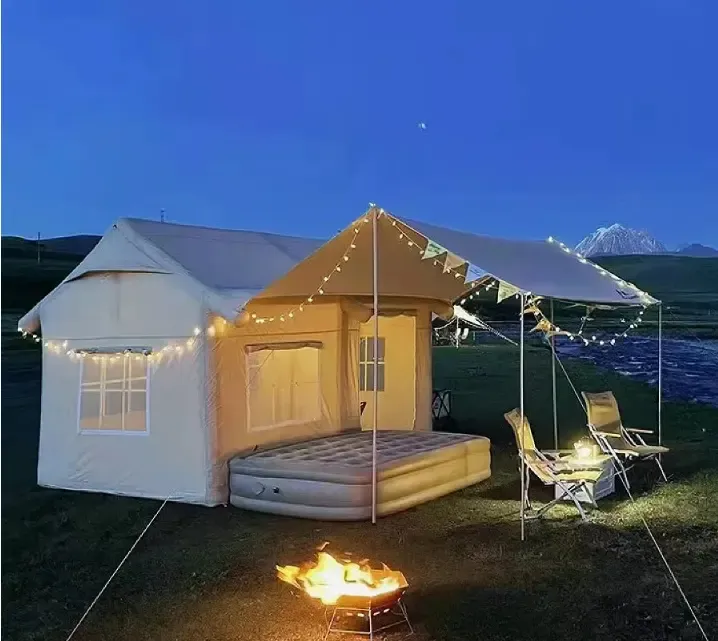 Outdoor heißer Verkauf guter Qualität Camping zelt großer Raum aufblasbares Zelt zum Glamping ohne Stangen