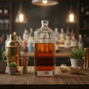 Bouteille en verre rectangulaire de luxe à base épaisse 500ml 700ml 750ml pour spiritueux Vodka Gin Whisky <span class=keywords><strong>Rhum</strong></span> avec bouchon en liège - Product Image 2