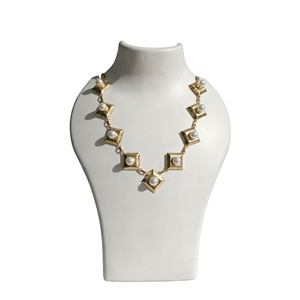 Jewelsbysana - Collar con Colgante de Perlas de Imitación en Tono Dorado, Conjunto de Joyería Geométrica de Moda para Mujer, Joyería para Fiestas - Product Image 1