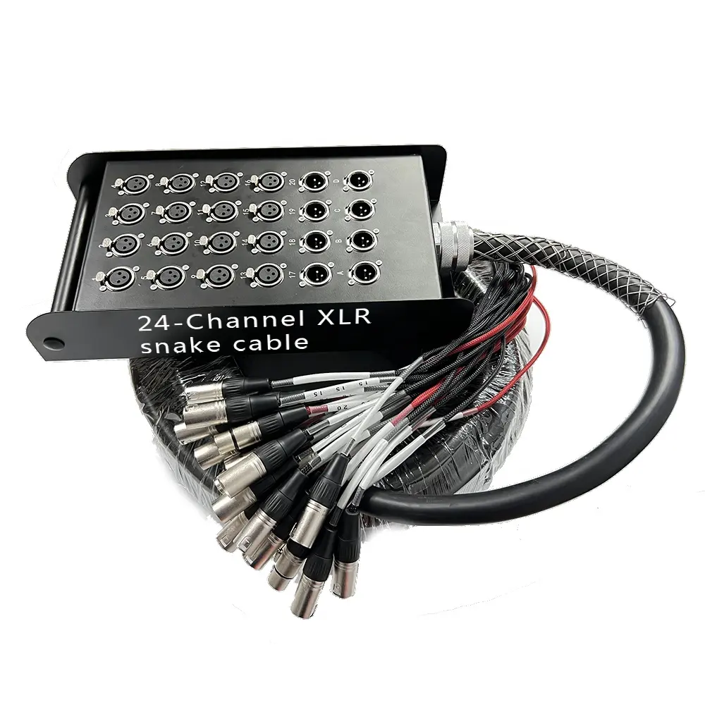 Alta qualità Profesional Multicore 24 canali 3 Pin maschio a femmina Xlr Y Splitter microfono Audio cavo serpente con palco Box