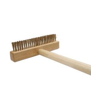 Brosse pour <span class=keywords><strong>four</strong></span> à pizza personnalisée de haute qualité manche en bois de 90cm de long brosse de nettoyage pour <span class=keywords><strong>four</strong></span> à pizza en fil d'acier inoxydable - Product Image 2