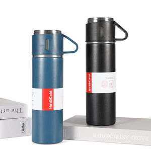 Business Geschenkset Edelstahl Vakuum flasche Becher mit 3 Deckeln Kreativer Designs til für Getränke becher - Product Image 6