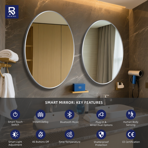 Espejo de Pared Moderno con Marco de Aluminio Negro Mate, Espejo Decorativo Rectangular Grande de 5 mm HD Eco-Silver <span class=keywords><strong>para</strong></span> Baño y Hotel - Product Image 3