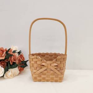 Cesta de flores rectangular de mano de madera de ratán tejido hecho a mano personalizable <span class=keywords><strong>para</strong></span> decoración de arreglos florales de boda de floristería - Product Image 1