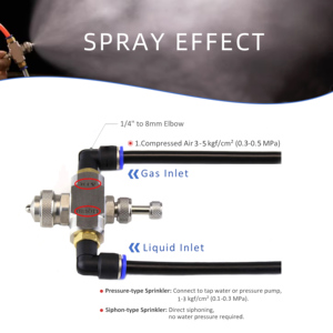 Vòi phun sương áp suất điều chỉnh 1/4 inch, phun sương mịn, tạo bọt khí, đầu phun pha trộn khí-nước hai chất lỏng, mới - Product Image 5