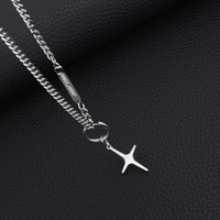 Collier pendentif croix design haut de gamme; Accessoire de personnalité polyvalent en acier titane clubbing;
