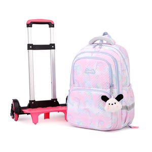 Unisex Primary Middle School Student Trolley School Bag Polyester Large Capacity Lightweight Wear-Resistant - Product Image 1