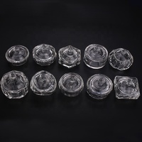 60 #   Pot en verre pour manucure, support en cristal pour liquide acrylique pour nail art, brosse de nettoyage, gobelet, plat à dappen pour nail art avec couvercle