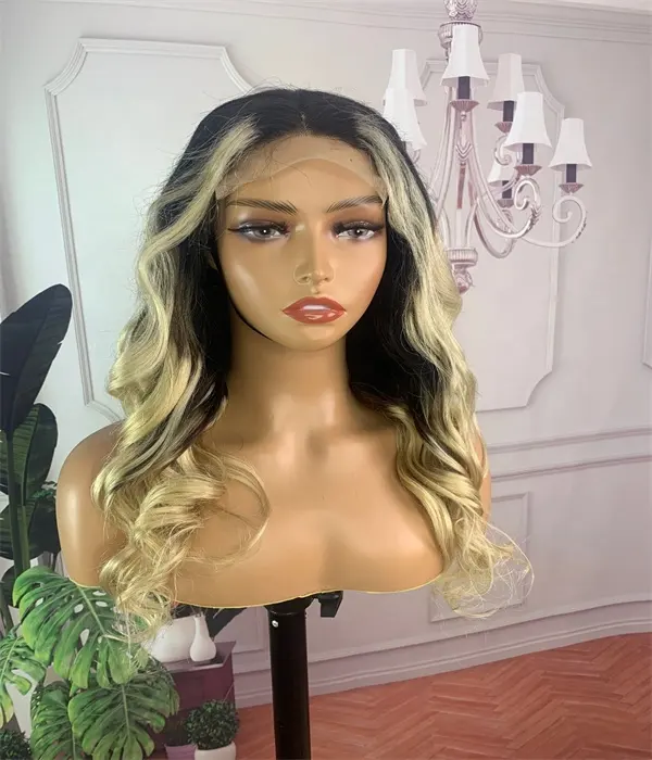 Highlight Wig Ombre Brown Honey Blonde Long Length HD Lace Front Closure Wig Remy Virgin 613 Color Colored Human Hair Wigs