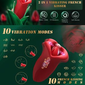 100% 방수 리킹 석션 클리토리스 흡입기 유두 클리토리스 자극기 혀 모양 로즈 바이브레이터 섹스토이 10단계 진동 성인용 바이브레이터 - Product Image 5