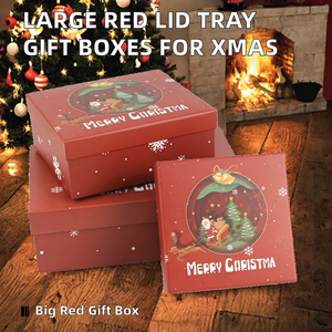 Cajas de Regalo Rectangulares de Cartón Rígido con Tapa y Bandeja Rojas de Gran Tamaño para Manzanas Enrolladas en Caramelo para Nochebuena - Product Image 2