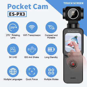Cámaras Vlogging de bolsillo personalizadas con estabilización de cardán de Foto 5K 75MP, pantalla táctil de 1,69 pulgadas, antivibración para acción - Product Image 2
