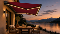 Auvent rétractable de luxe moderne et adorable, pare-soleil et imperméable, avec télécommande, en aluminium, à cassette intégrale, pour balcon extérieur