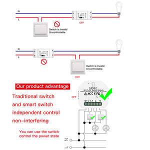 MS-104 WiFi RF433 inteligente interruptor de luz Módulo 2 2way independiente de control para interruptores de pared google casa Tuya. Smartlife Alexa - Product Image 6