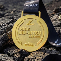 Medallas Deportivas Personalizadas de Jiu-Jitsu para Niños, de Aleación con Relieve, Estilo Nueva Zelanda y Brasil, para Competiciones Infantiles Gi/No-Gi