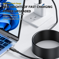 Cable de Carga Rápida USB C de 5 Metros, Cable de Datos OTG 8K PD100W, Certificado CE / FCC / RoHS, Totalmente Compatible con los Mercados de la UE y EE. UU.