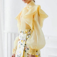 Tongrui – chemisier transparent solide à manches longues et col papillon pour femme, tenue de bureau, nouvelle collection 2022