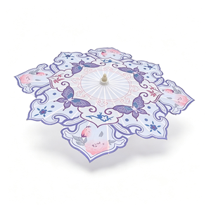 Parasol octogonal en soie Yunjian, parapluie chinois vintage en papier huilé à motif floral et papillon, fait main, décoratif, pour la photographie - Product Image 2